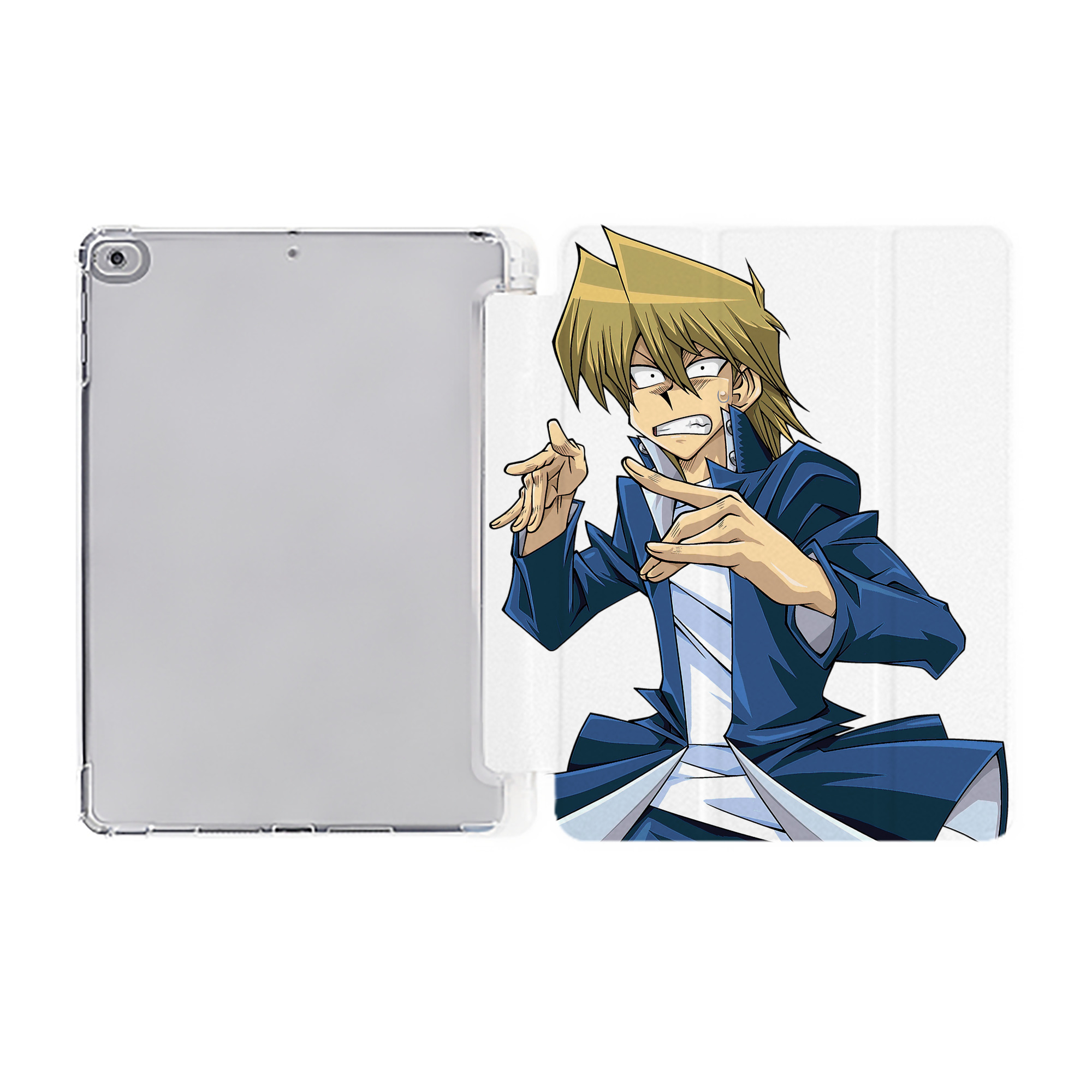 （画像用） 遊☆戯☆王 Yu-Gi-Oh! IPad ケース ペン収納付き 三つ折りスタンド PUレザー×シリコン 対応機種9.5/10.5/10.9インチ